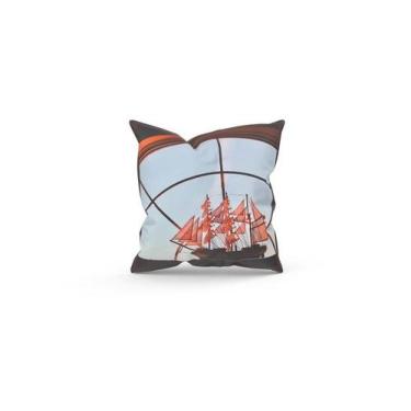 Imagem de Almofada Decorativa Cheia c/ Zíper 40x40 Navio Veleiro - Deluzz