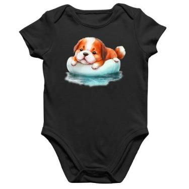Imagem de Body Bebê Algodão Cachorrinho Na Piscina  - Foca na Moda, Preto, G