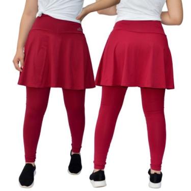 Imagem de Saia Calça Godê Evangélica Moda Fitness Modesta Academia Proteção UV+ 