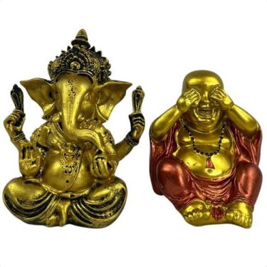 Imagem de Buda Tailandês + Deusa Ganesha Estatua Resina Decoração Paz - Senhor d