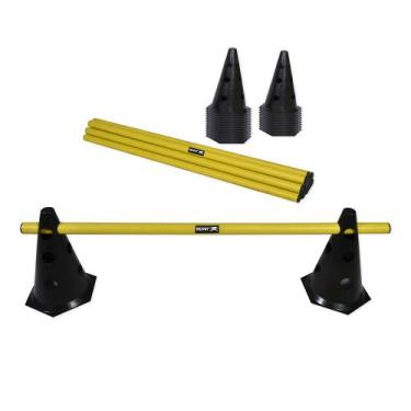 Imagem de Kit 12 Barreiras de Salto com Cone 24cm Muvin  Ajustável  Desmontável 