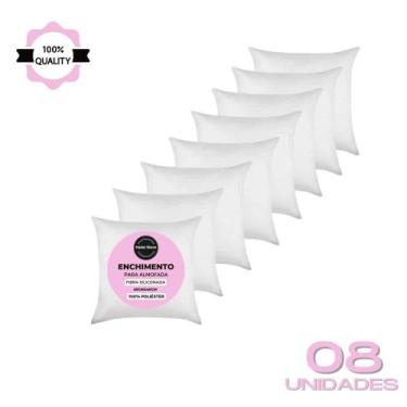 Imagem de Kit 8 Refil Enchimento 40x40 Almofada Fibra Siliconada 250g - HODELSTO