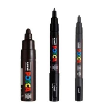 Imagem de KIT 3 Posca Preta PC-1M.3M.8K Uniball - Uni-ball