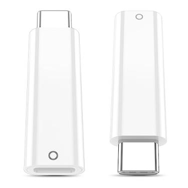 Imagem de Jiunai Pacote com 2 adaptadores de carregamento compatíveis com Apple Pencil 1ª geração macho USB-C para fêmea adaptadores de carregamento Lightning par Bluetooth USB-C para Pencil para Apple Pencil