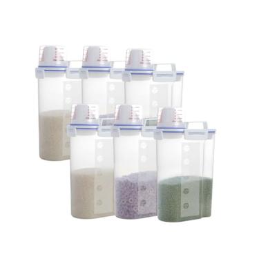 Imagem de RRROOPP Conjuntos de 5,5 Lb de Recipientes para Armazenamento de Arroz, Recipientes para Cereais, Dispensador com Plástico Sem Bpa + Design Hermético + Copo Medidor + Bico de Despejo-Perfeito para Far