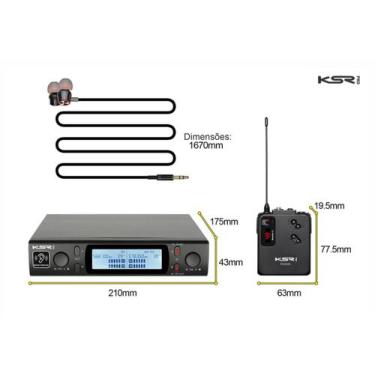 Imagem de Sistema Monitor Duplo Ponto Sem Fio In Ear Ksr Pro Retorno Psm400