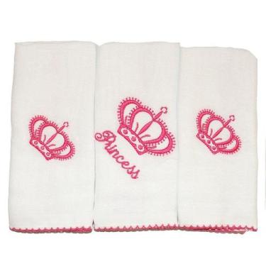 Imagem de Toalha de Boca Princess Kit 3 Peças 100% Algodão - Liny Baby