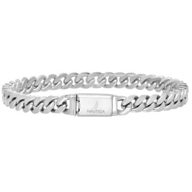 Imagem de Nautica Pulseira masculina Pulseira de corrente de elos groumett de a o inoxid vel oxidado para mulheres, 8