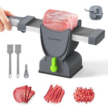 Imagem de Cortador de carne para uso doméstico, espessura ajustável de 2 ou 4 mm, aço inoxidável 17 em 1, cortador manual de carne, faca de cozinha, cortador de carne seca adequado para peito de frango, carne