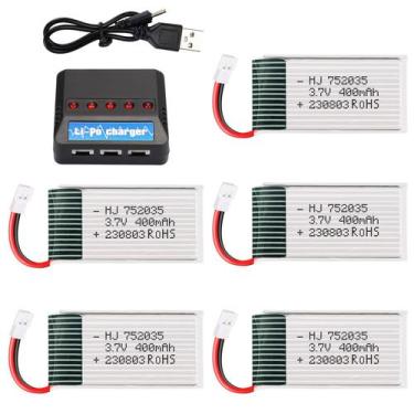 Imagem de Carregador de Baterias Crazepony para Drones - 5 Unidades, 3,7V 400mAh