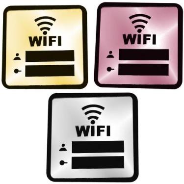 Imagem de Placa Espelhada Senha Wifi Display Acrílico Parede Balcão Plaquinha In