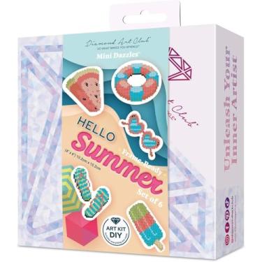 Imagem de DIAMOND ART CLUB Hello Summer Mini Dazzles, kit de pintura de diamante DIY divertido para adultos, tela de arte de diamante para iniciantes, 10 x 15 cm (pacote com 6)