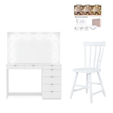 Imagem de Penteadeira Ditália 7 Gavetas C/cadeira + Kit Luz Pe-50