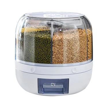Imagem de Dispenser de Cereais Giratorio com 6 Divisorias para Graos Cereais Arroz Farinha Feijao(Branco)