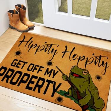 Imagem de GLHFLMAO Hippity Hoppity Get Off My Property Tapete de porta Tapete de corredor de porta capachos internos decoração de interiores engraçado tapete antiderrapante 76 cm x 45 cm