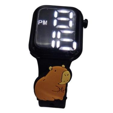 Imagem de Relógio Digital Infantil Capivara LED Pulseira Preta - Smactudo