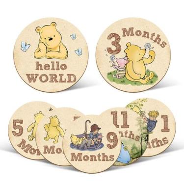 Imagem de Marcadores Milestone AloDR Winnie Baby Monthly, 7 unidades com bolsa