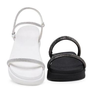 Imagem de Kit 2 Sandália Feminina Papete Tira & Papete Tira com Brilho - Novo Há