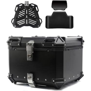 Imagem de MOTOCYCLE TOP CASE 28L 36L 45L 55L 65L 80L 100L Caixa traseira de turismo com suporte de suporte e moto de backrest Caixa de armazenamento de bagagem traseira de alumínio de 1,5 mm de espess