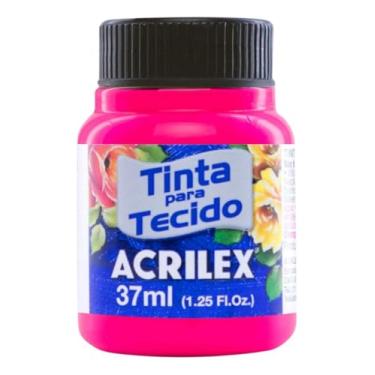 Imagem de Tinta Para Tecido Rosa Neon Maravilha 107 - 37ml - Acrilex Fixação a Frio e Alta Cobertura Recomendado Para Tecidos De Algodão Sem Goma É Ideal Para Customização De Roupas, Decoração E Outras Aplicações Artísticas