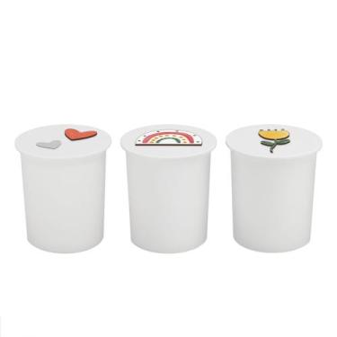 Imagem de Trio de Potes Kit Higiene Bebê Quarto Sunshine Arco Íris - Neném na Nu