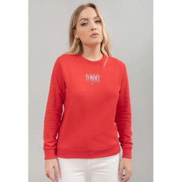 Imagem de Moletom Tommy Jeans Essential Vermelho Tam. M-Feminino