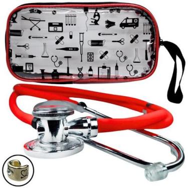 Imagem de Estetoscópio Rappaport Duplo Adulto Pediátrico Premium, Vermelho