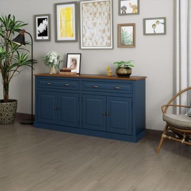 Imagem de Balcão Buffet Aparador 4 Portas 2 Gavetas Azul Farm House