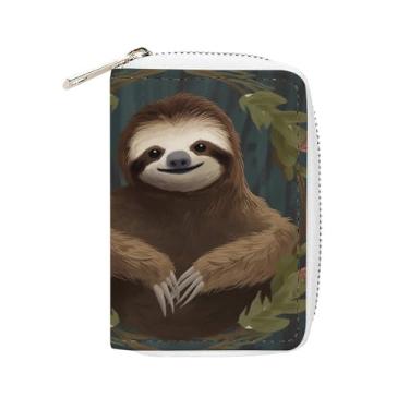 Imagem de NTVOWPZO Carteira masculina com suporte de cartão de crédito macio para cartão de visita, capa de preguiça com zíper
