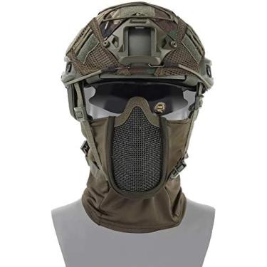 Imagem de Conjunto De Capacete De Proteção Tático De Airsoft Paintball, Máscara De Malha De Balaclava Com Proteção Facial Completa Em Estilo Ninja Para Jogos De Caça Selvagem, OD, 27 * 32CM