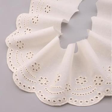 Imagem de ZNZAKKA Acabamento em renda com ilhós bege bordado de algodão para acessórios de roupas, artesanato, decoração de casa