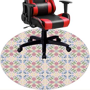 Imagem de Tapete de cadeira de escritório com flores, textura de flor, tapete de cadeira de mesa para piso de madeira de escritório em casa, protetor de piso de pilha baixa, redondo 119 cm