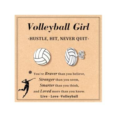 Imagem de Jeka Presentes de vôlei para meninas adolescentes, brincos de vôlei, acessórios de joias para mãe e filha, presente de formatura de volta às aulas, Aço inoxidável, Sem pedra preciosa