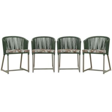 Imagem de 4 Cadeiras De Jantar Noronha Fendi Corda Náutica E6 Trama Verde