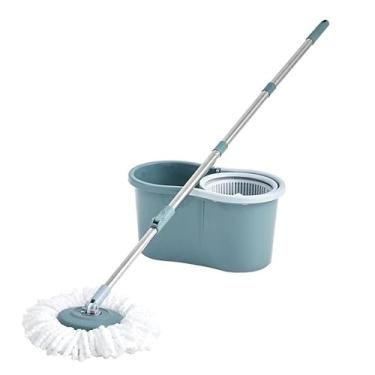 Imagem de MOP Esfregão Limpeza Giratório 360° Inox Com Centrifuga 2 Refil de Microfibra