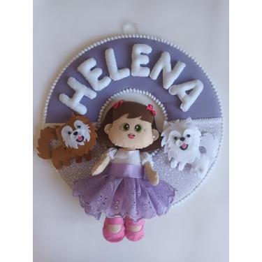 Imagem de Porta maternidade Infantil Personalizado com nome a sua escolha Lilás e Rosa, Feltro