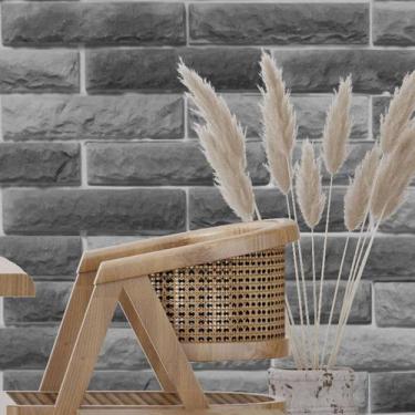 Imagem de Papel De Parede Adesivo Tijolinho Cimento Cinza Quarto 1.5m - DELIQUAD