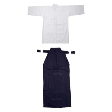 Imagem de Aymzbd Conjunto de Uniforme de Kendo Judô Masculino Feminino Dobok Ninjas Roupas Tradicionais Samurai, Branco e Azul, 175cm