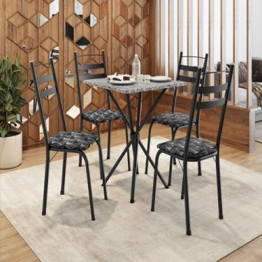 Imagem de Conjunto sala de Jantar Mesa Quadrada 70cm Tampo Granito com 4 Cadeira