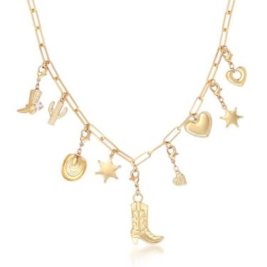 Imagem de MISS RIGHT Colar feminino com pingente delicado de olho turco, olho turco, hamsa, pingente da sorte, para mulheres, moderno, vintage, clipe de papel, sol, lua, trevo, flor, colar grosso, joias