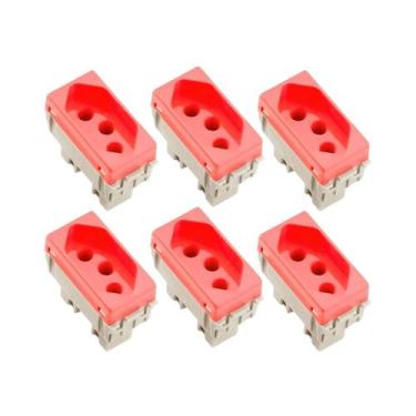 Imagem de Kit 6 Módulos Tomada 2p+t 20a/250v Liz Vermelha Tramontina