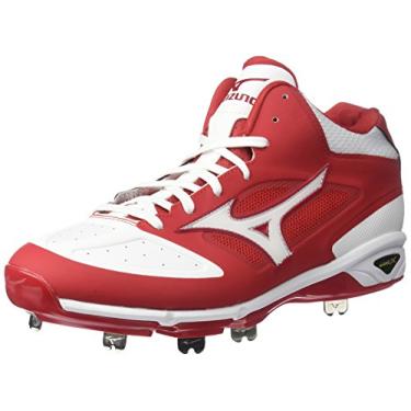 Imagem de Mizuno Tênis de beisebol masculino Dominant Ic Mid, Vermelho-branco, 8.5