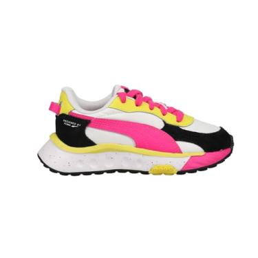 Imagem de PUMA Kids Girls Wild Rider Rollin' Sneakers Shoes - Pink,White,Yellow - Size 2.5 M