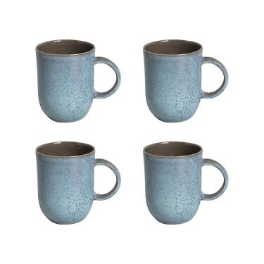 Imagem de Conjunto de Xícaras Grandes Porto Brasil Coup Breeze em Cerâmica Stoneware Azul 330ml - 4 Peças