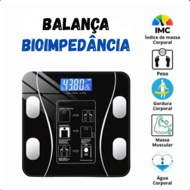 Imagem de Balança Digital Completa Preta Bluetooth Bioimpedância 140kg Profissio