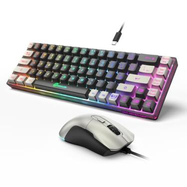 Imagem de GEODMAER Combinação de 65% teclado e mouse para jogos, teclado retroiluminado RGB + mouse para jogos de 7200 DPI, teclado e mouse com fio ultracompacto anti-fantasma para PC e laptop gamer