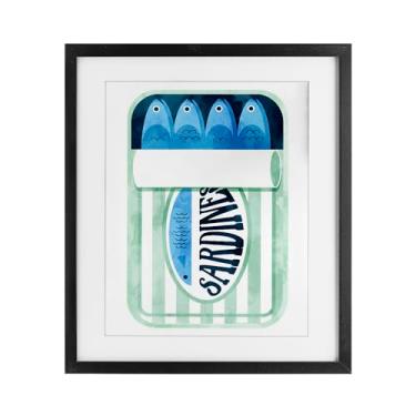 Imagem de Stupell Industries Sardinhas em Lata Listrada Preta Impressão Emoldurada Sob Vidro Design por Lil' Rue, 40 x 33
