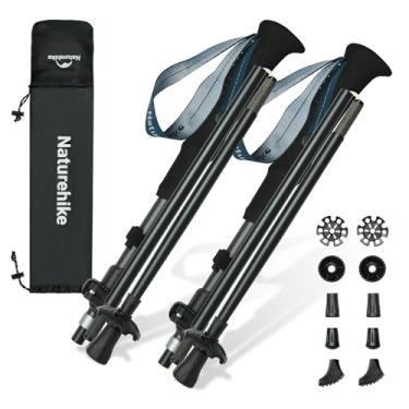 Imagem de Naturehike Bastões dobráveis para caminhada e trekking, 2 unidades ajustáveis e leves de alumínio para trekking