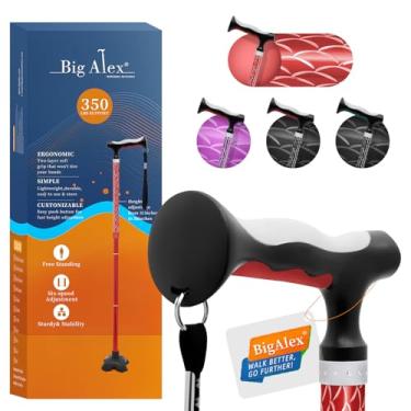 Imagem de BigAlex Bengala de caminhada leve e dobrável com cabo TPR macio e confortável para idosos e adultos, alça maior para conforto, bastão de suporte ajustável, auxílio portátil de viagem para homens e