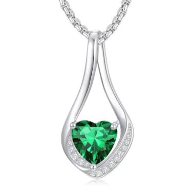 Imagem de Zoeniya Colares de pedra do mês de nascimento para mulheres, ouro amarelo/branco 18 k Forever Love, coração, infinito, joias de aniversário, presentes de aniversário para mulheres, esposa, namorada